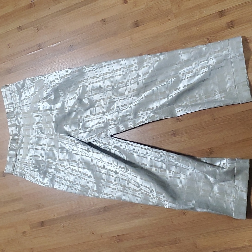 Vintage retro silver windowpane metallic pants